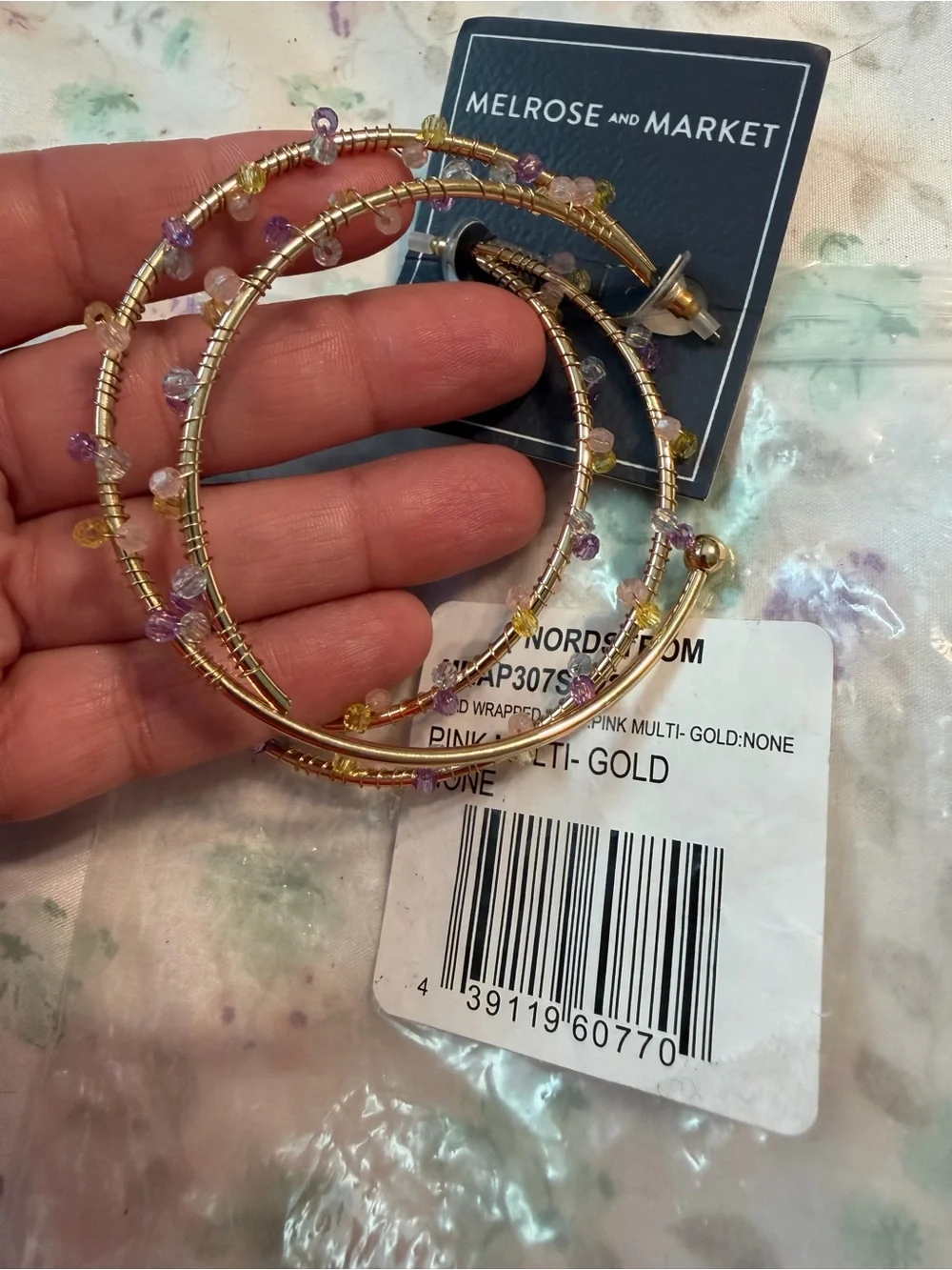 Melrose and Market multGold Hoop Earrings with beads accents NWT
